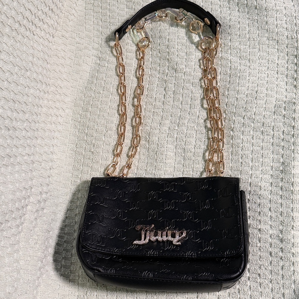 Juicy Couture Black Mini Shoulder Bag with Gold Chain